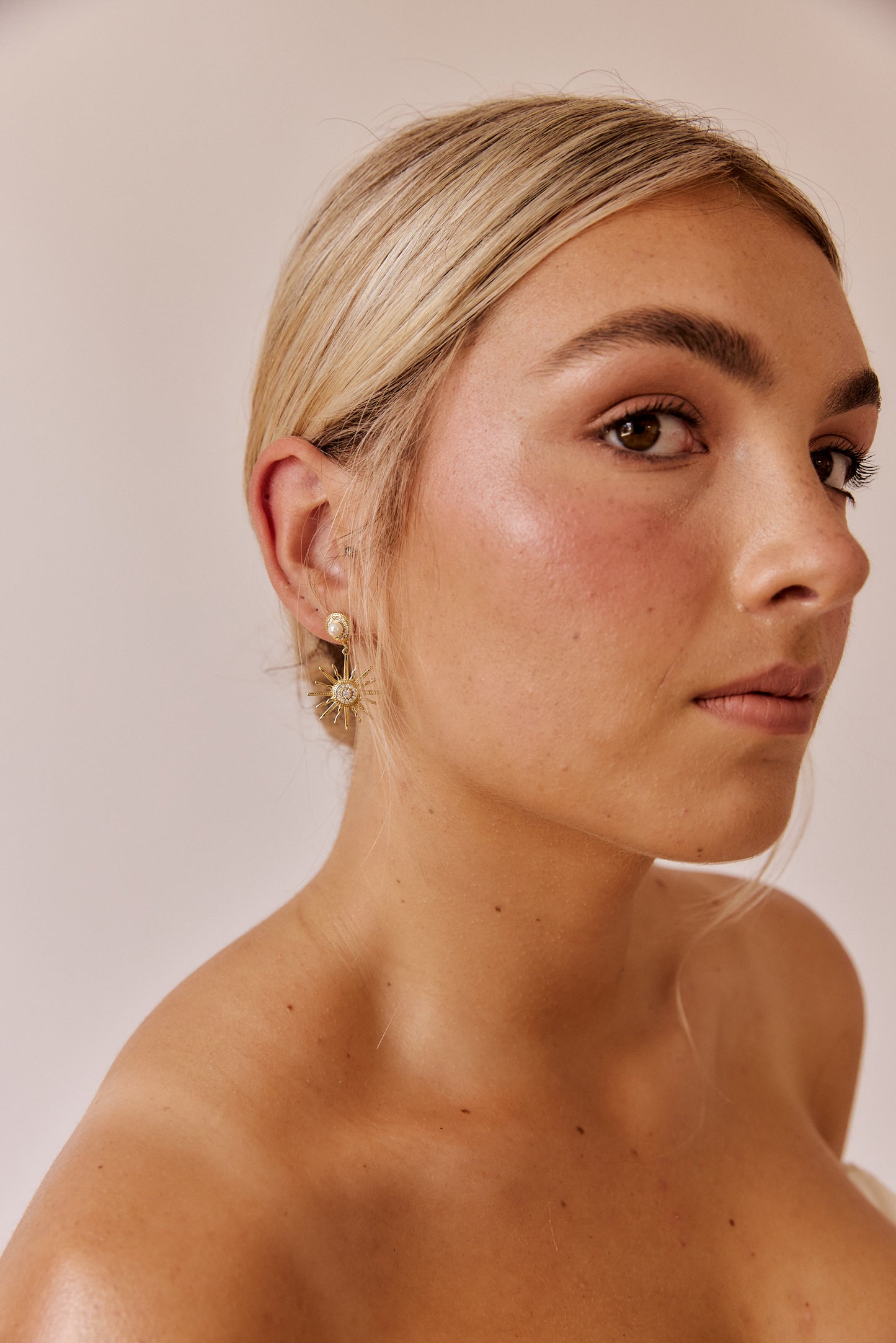 Sol Crystal and Pearl Sun Drop Earrings