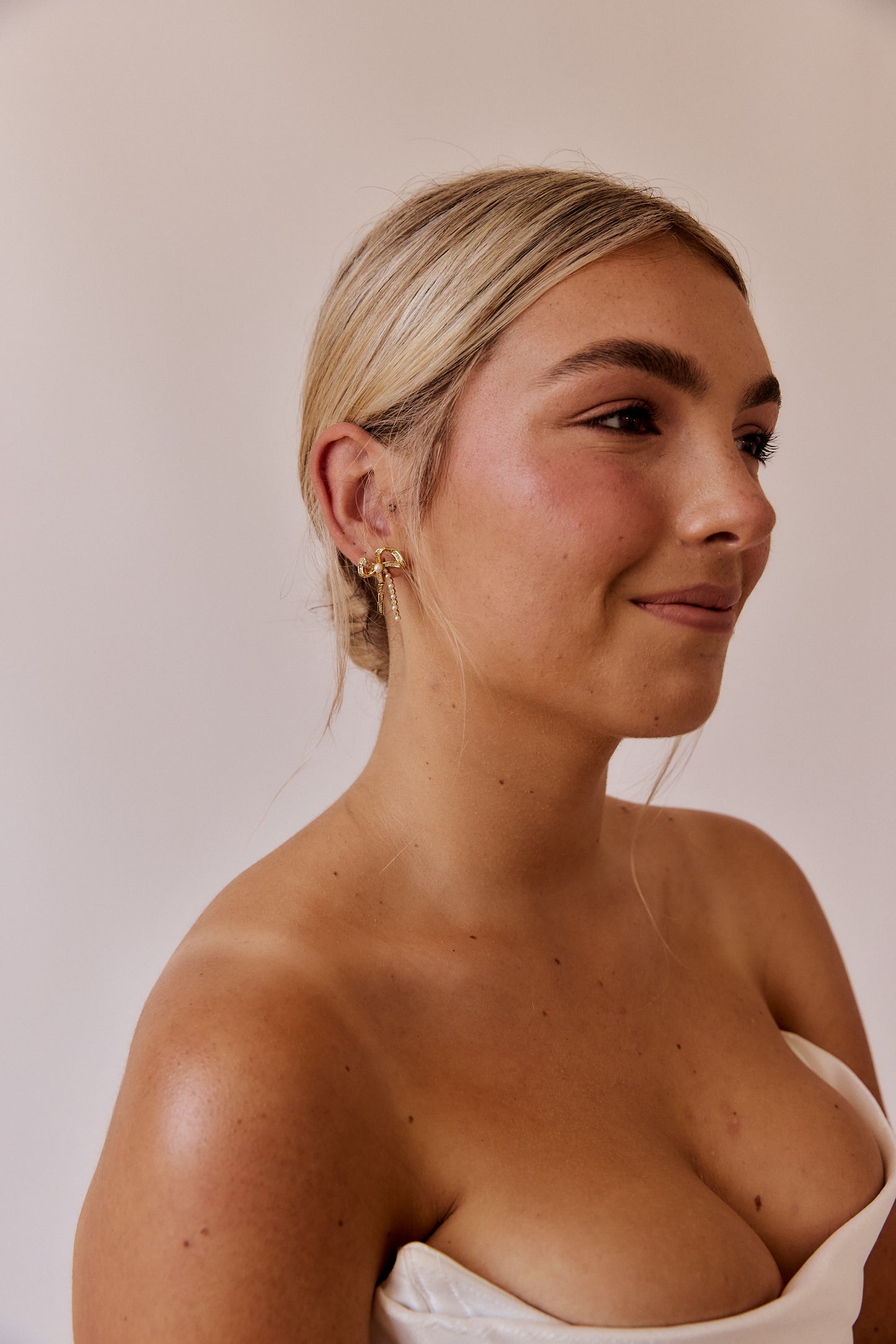 Zahli Crystal and Pearl Bow Earrings