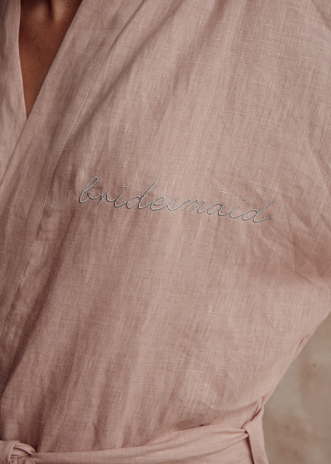Addison French Linen Robe Dusty Rose