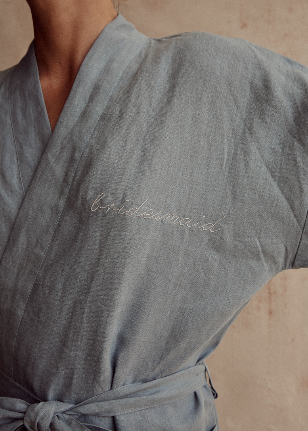 Addison French Linen Robe in Denim Blue