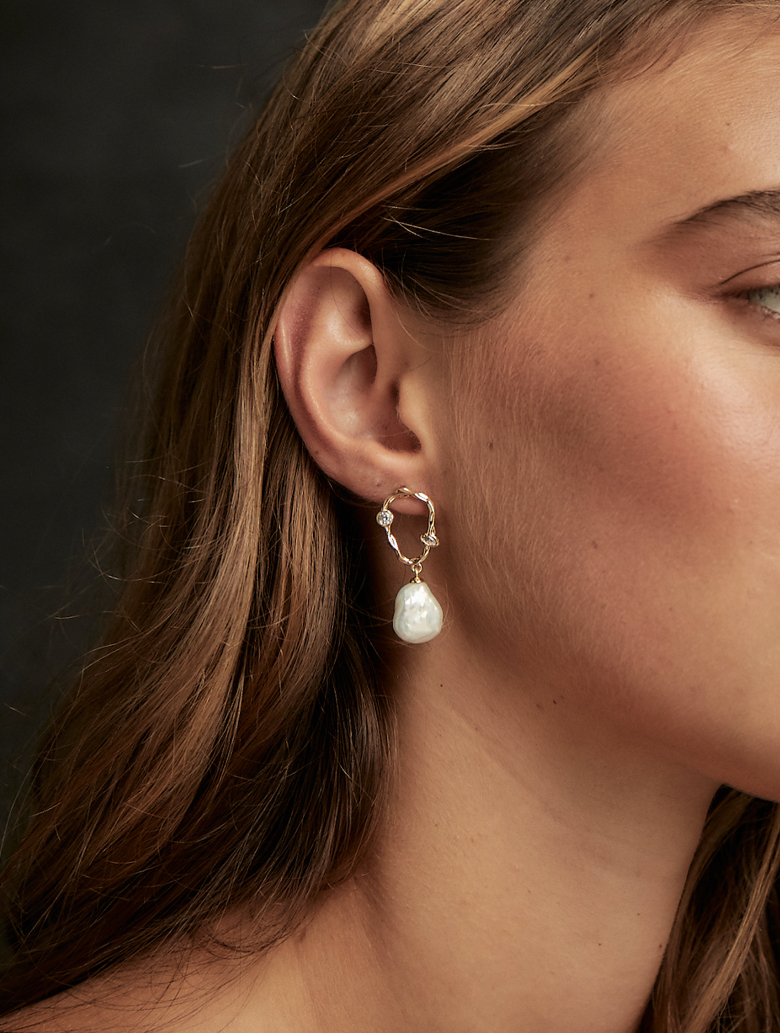 Hannah Pearl Drop Earrings Dove Grey Bridal