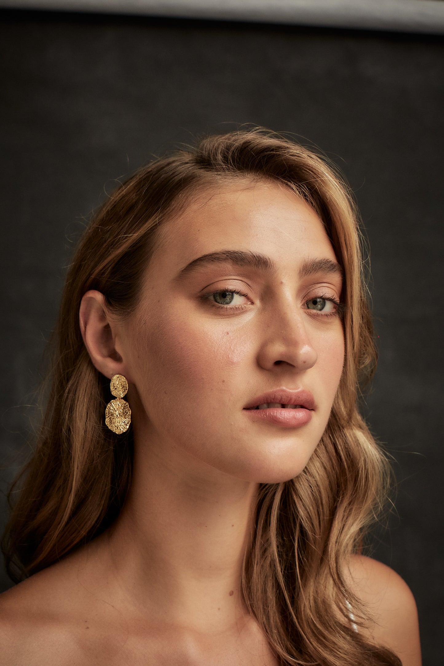 Millie Textured Gold Drop Earrings