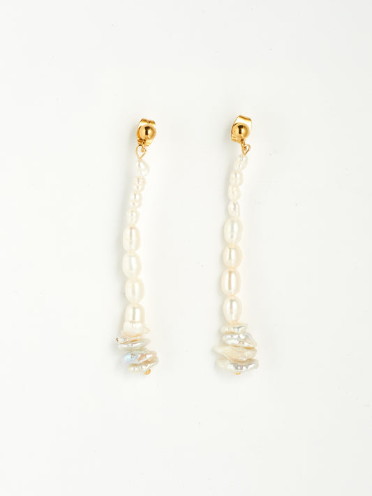 Mackenzie Orangic Pearl Strand Earrings
