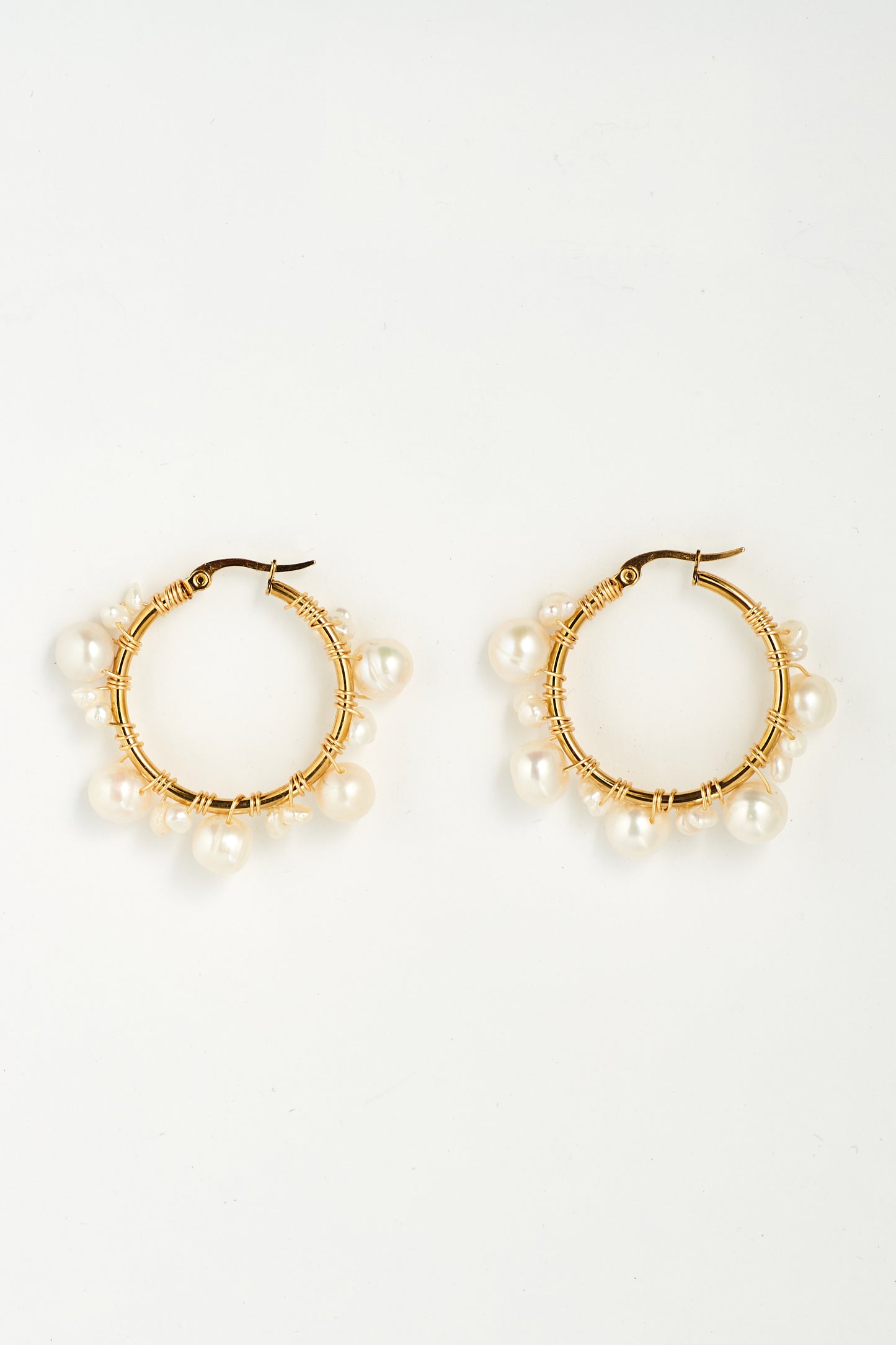 Wendi Pearl Hoop Earrings