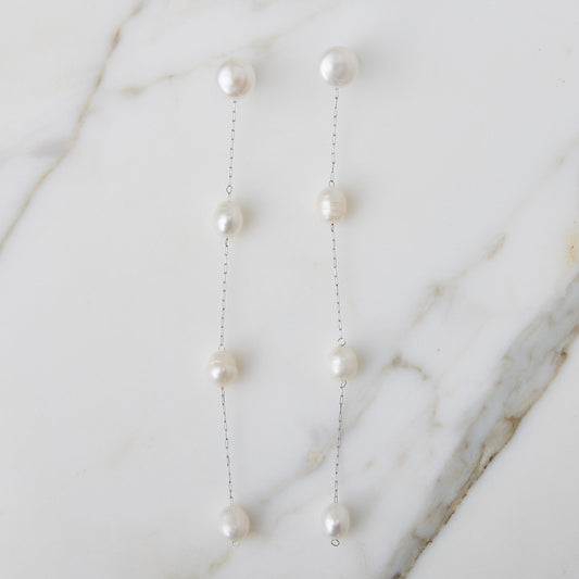 Georgie 4 Pearl Chain Strand Earrings
