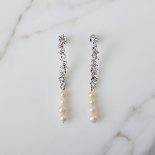 Stevie Crystal and Pearl Drop Earrings