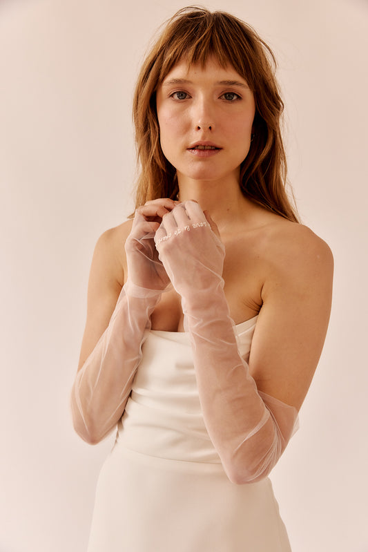 Margot Tulle Embroidered Bridal Gloves