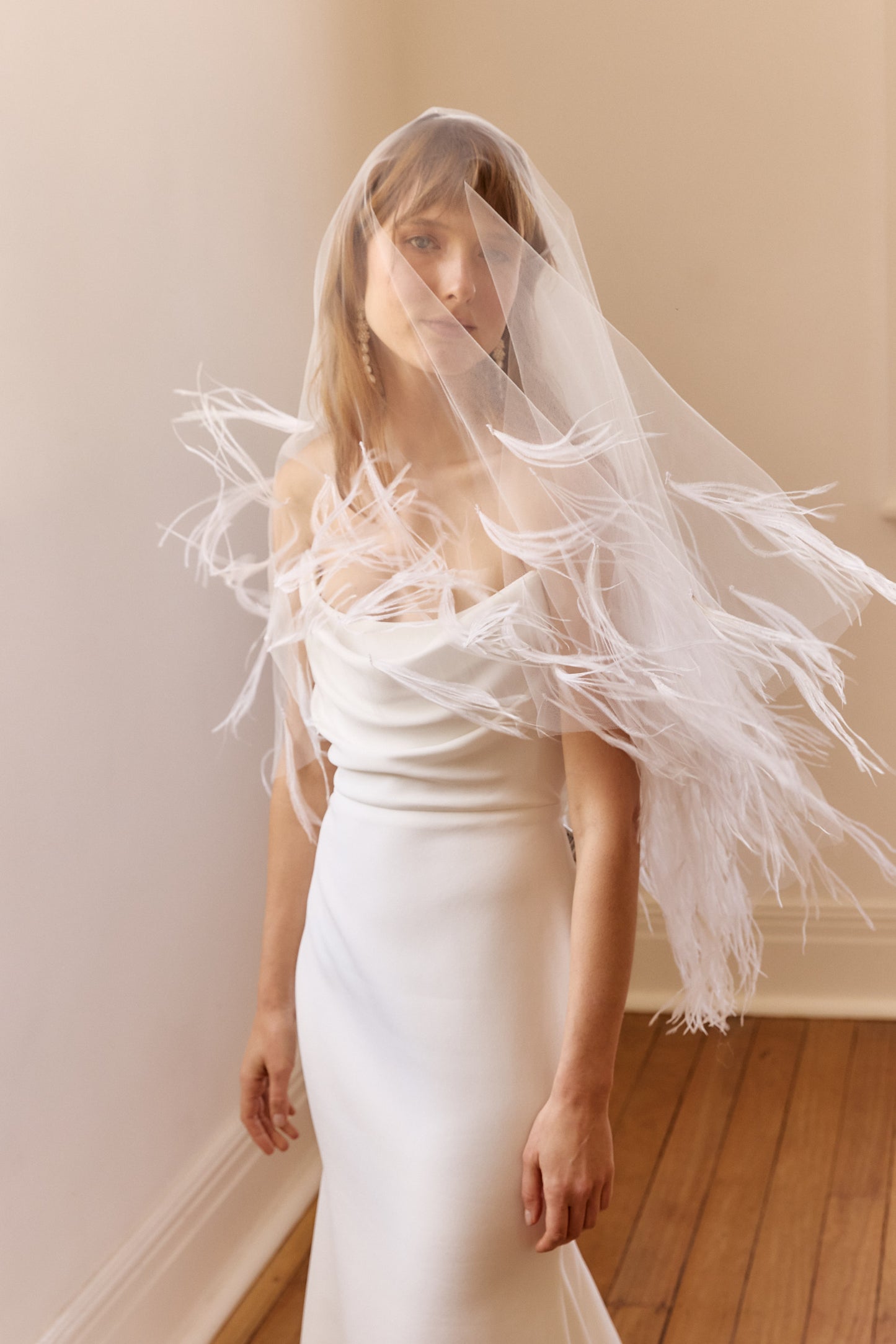 Samantha Osterich Feather Tulle Veil