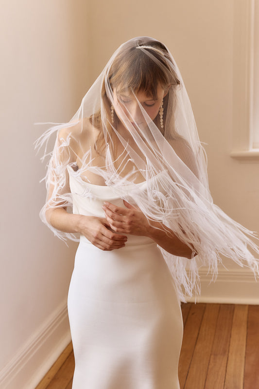 Samantha Osterich Feather Tulle Veil