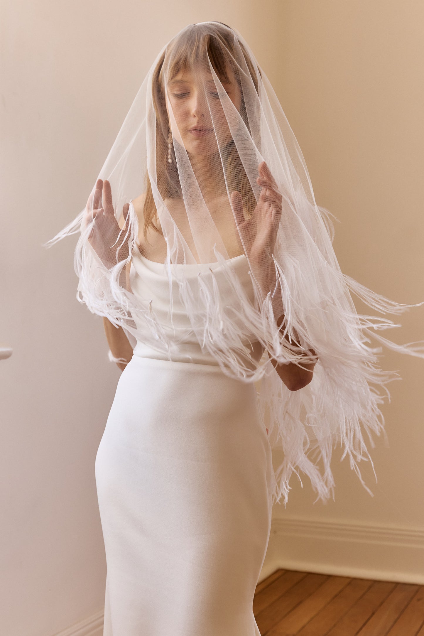 Samantha Osterich Feather Tulle Veil