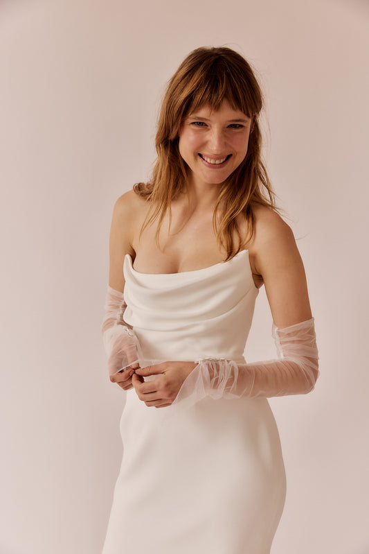 Hazel Tulle Fingerless Bridal Gloves