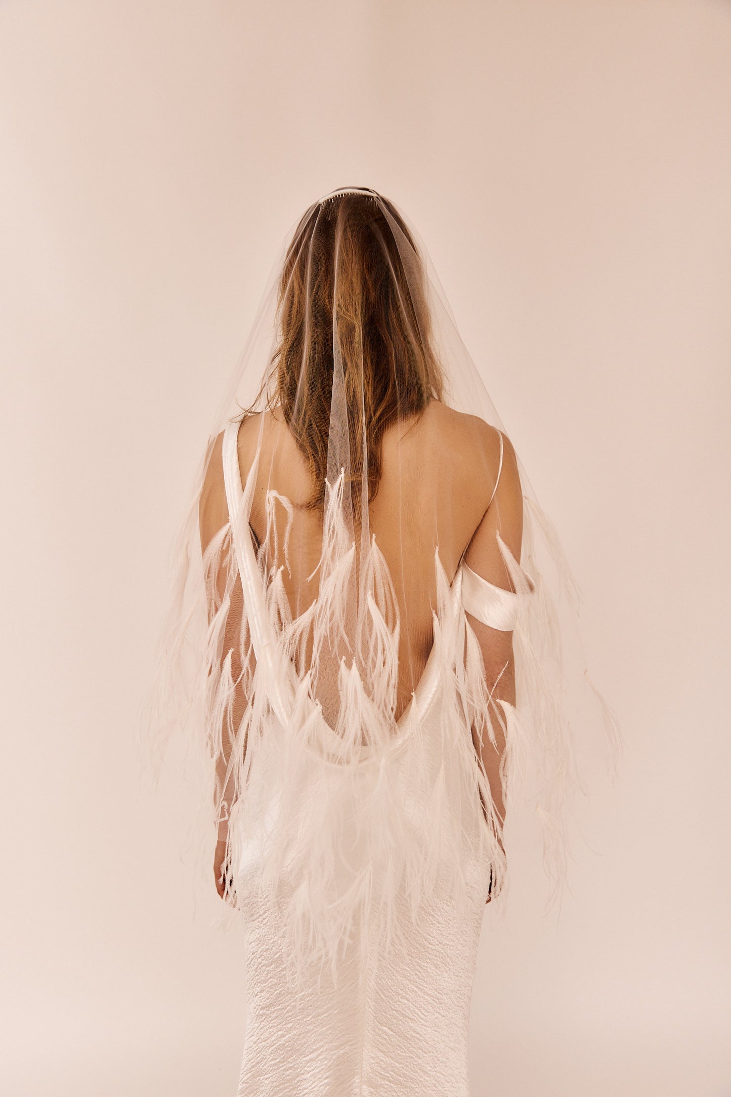 Samantha Osterich Feather Tulle Veil