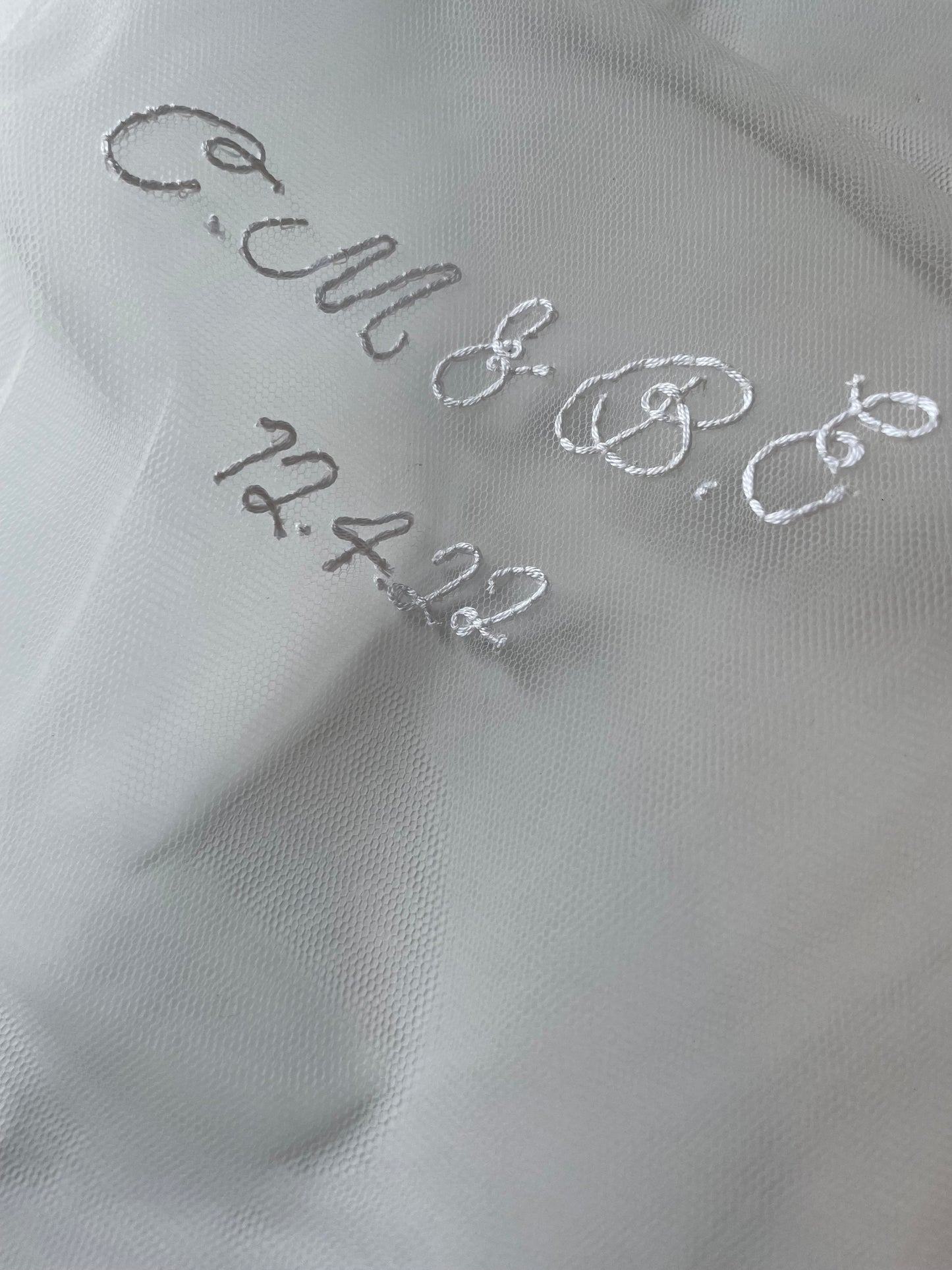 Custom Embroidery On Veil | Initials & Date