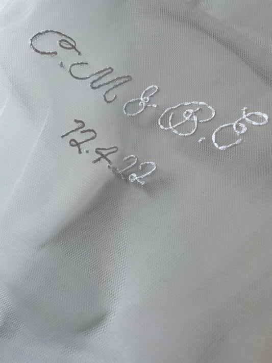 Custom Embroidery On Veil | Initials & Date