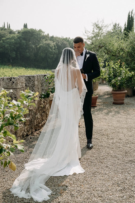 Emmy Lace-Trimmed Mantilla Veil