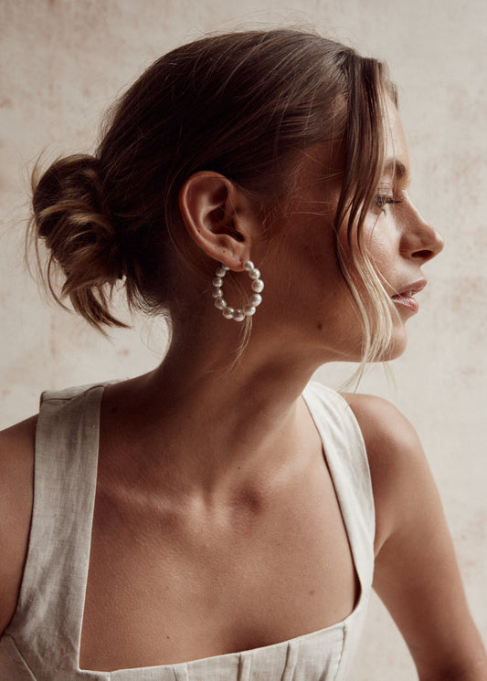 Molly Pearl Hoop Earrings